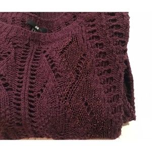 H&M Womens Open Knit Chunky Pullover Long Sleeve Sweater Medium M Dark Red